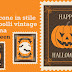 12 icone in stile francobolli vintage con tema Halloween