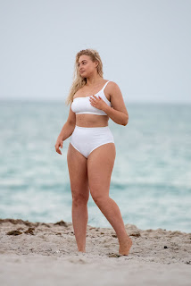 Iskra Lawrence White Bikini Photoshoot at Miami Beach