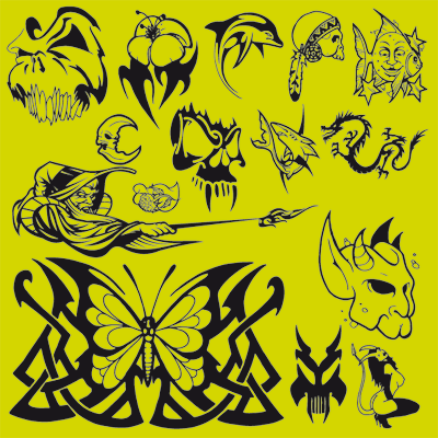 tattoo myspace graphics. A small collection of vector graphic designs for