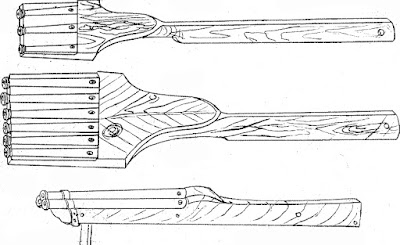 Многоствольные пищали XVI в. Раз отстреляв из такого орудия, приходилось тратить много времени на перезарядку всех его стволов.