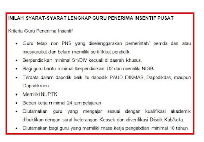 Inilah Syarat Guru Penerima Insentif Pusat Tahun 2017