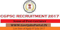 Chhattisgarh Public Service Commission Recruitment 2017- Lecturer