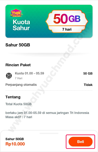 Cara Daftar Paket Sahur Tri 50GB Cuma 10 Ribu Terbaru - Gambar 4