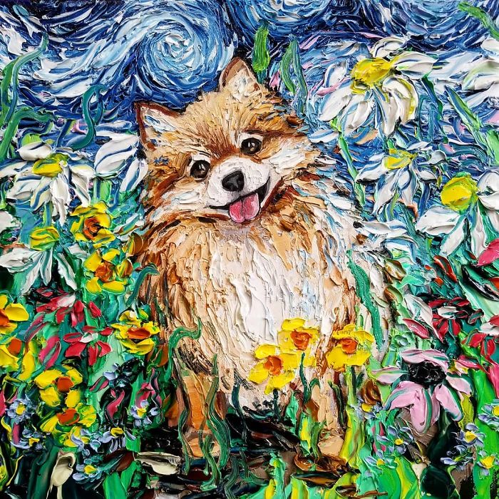 Artist Whose Beautiful Painting Was Mistaken For A Van Gogh Created Incredible 'Starry Night' Dog Series