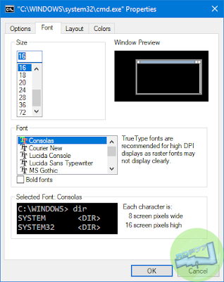 Kustomisasi Command Prompt Di Windows Tab Font