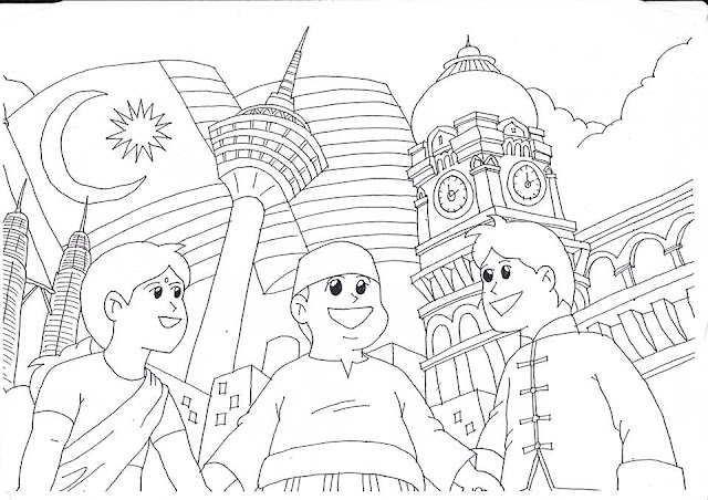 Merdeka Coloring Pages For Kids Parenting Times Sketch 