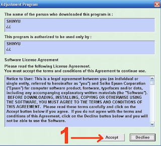 cara reset epson t20