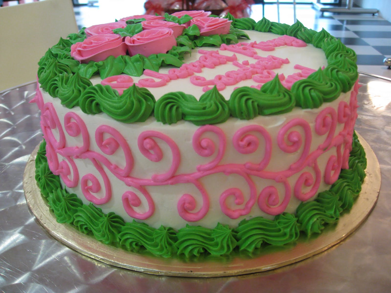 .: Kek Hantaran Tema Pink Hijau