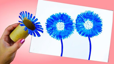 Ideas creativas - Pintando con rollo de papel higiénico - flor