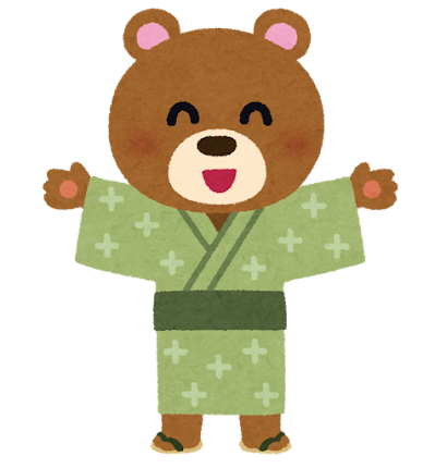 浴衣を着たクマのキャラクター