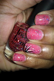 Pink, glitter, jelly sandwich, glitter sammy, accent nail, nail art, mani