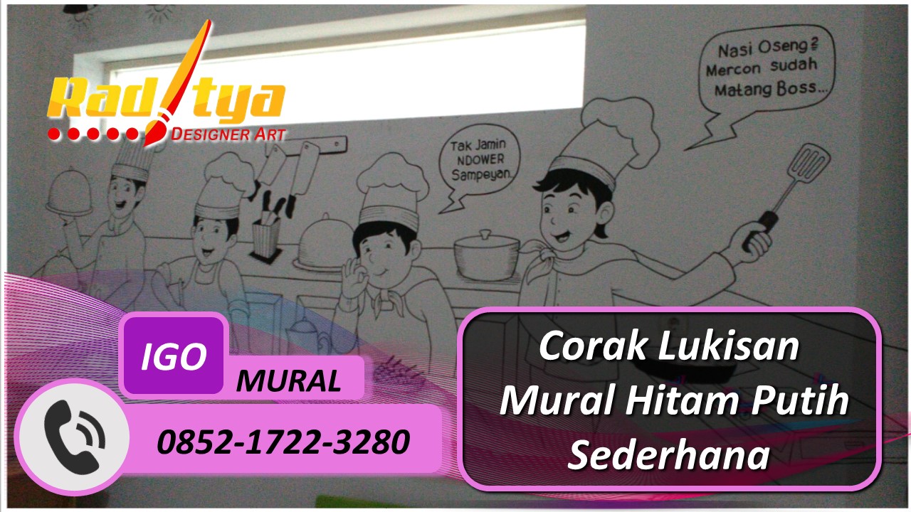 Corak Lukisan Mural Hitam Putih Sederhana