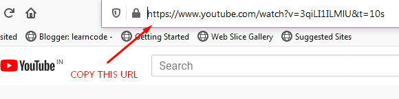 copy YouTube Video url