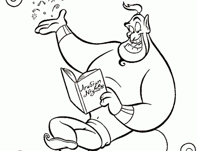 Best Free Printable Genie And Aladdin Coloring Page