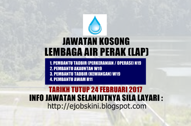 Jawatan Kosong Lembaga Air Perak (LAP) - 24 Februari 2017