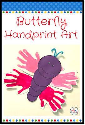 Butterfly Handprint Art Projects for spring.  Use paint and my free body template to create this adorable butterfly to decorate bulletin boards or windows.  this is a great art project for open house and fun for pre-school and kindergarten students.