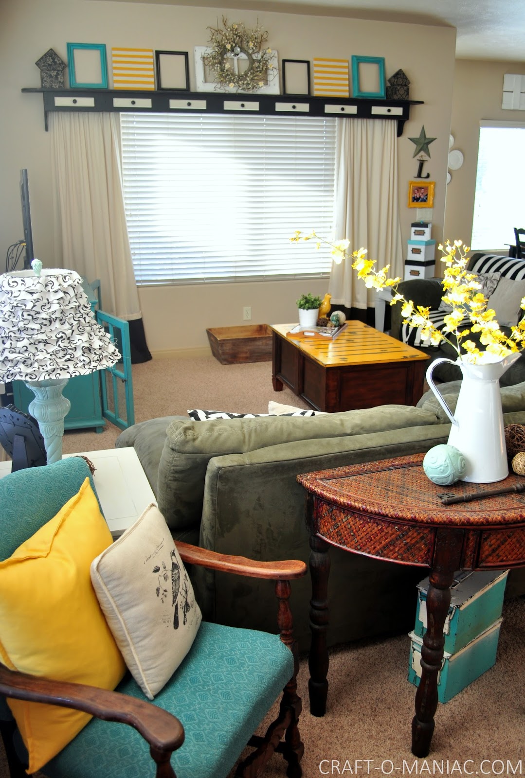 Home Decor My Turquoise And Yellow Family Room Craft O Maniac in turquoise and yellow home decor for your Reference