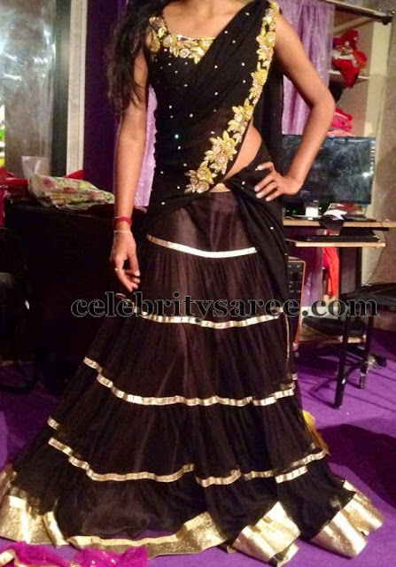 Black Pleats Half Saree