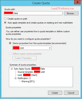 how to create quota in fsrm on windows server