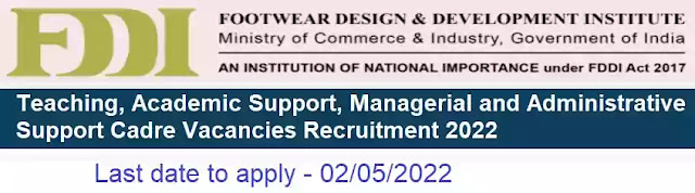 FDDI Faculty Managerial Administrative support vacancy Recruitment 2022