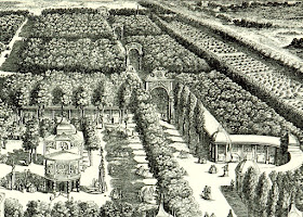 Vauxhall Gardens from an engraving dated 1751 from South London   by W Besant (1899) - close up to show triumphal arches