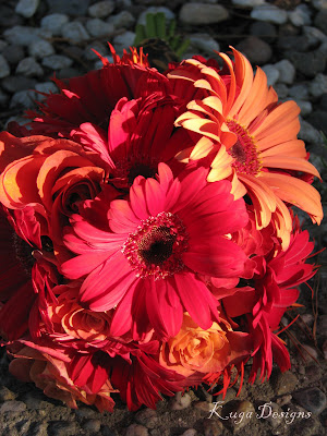 pink orange gerbera daisy wedding bouquets
