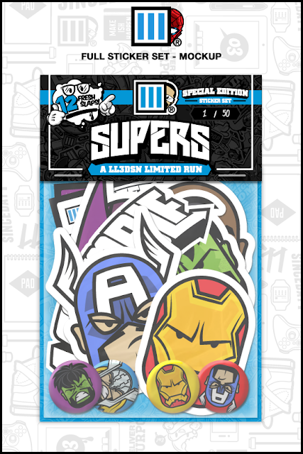 Slaps and Superheroes Kickstarter Project by Lain Lee 3 - L3 “Supers” Sticker and Button Pack