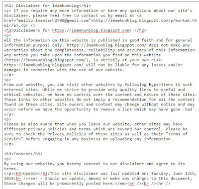 Cara Membuat Halaman Disclaimer Blog Dengan Mudah