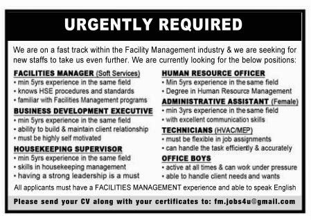 Facility Management Industry Jobs for Qatar