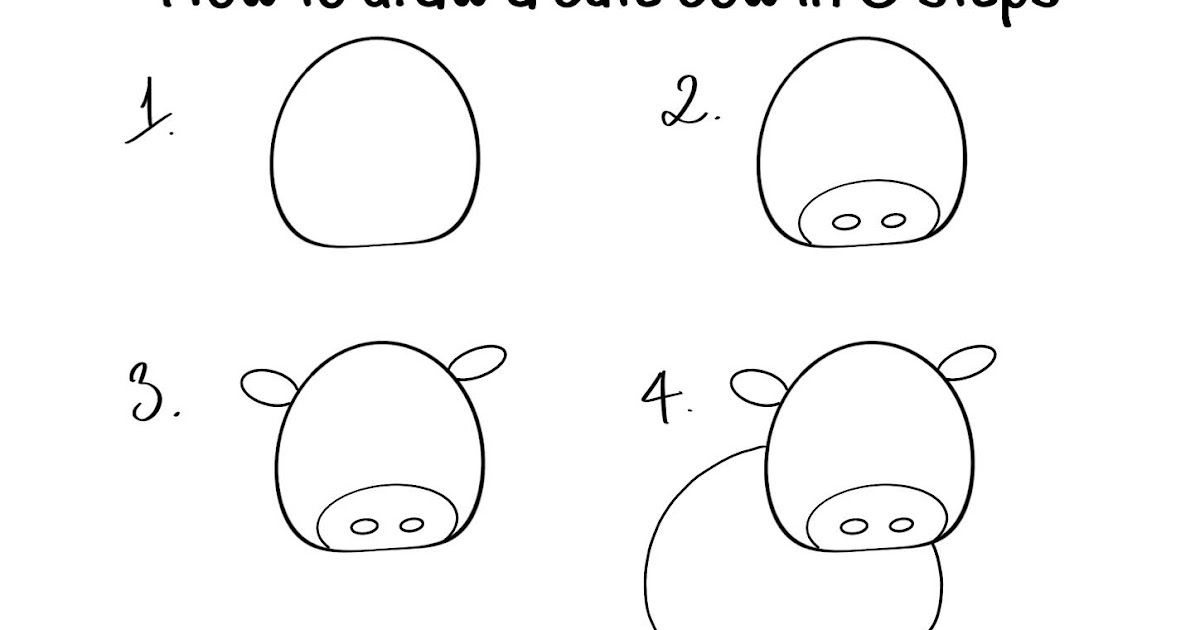 Love To Draw Things: How to draw a cute cow in 6 steps
