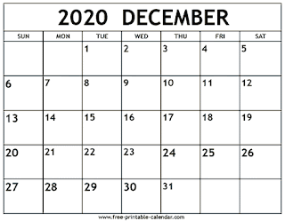 Free Printable Calendar December 2020