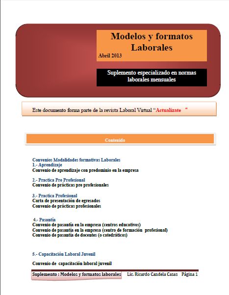 Manual laboral: Modelos y formatos laborales - Modalidades 