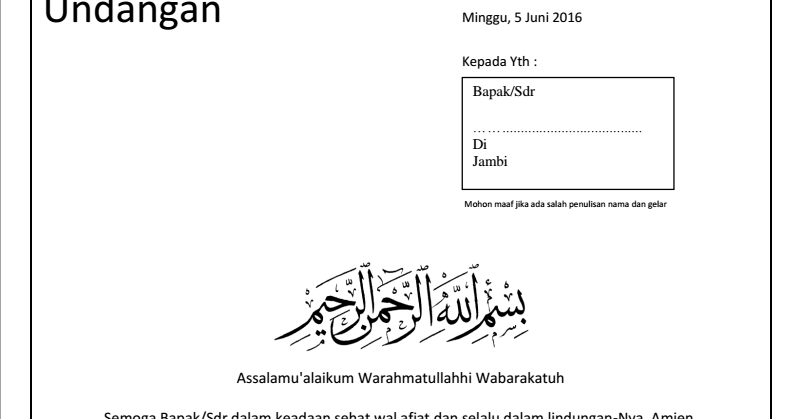 Contoh Undangan Menyambut Bulan Ramadhan - Iwan Berbagi