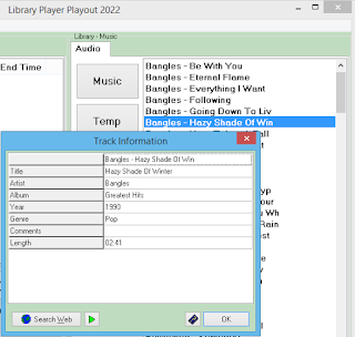 Playout software track info display