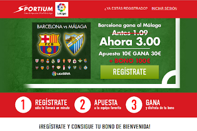 Sportium Super cuota 3 Barcelona gana Malaga 29 agosto