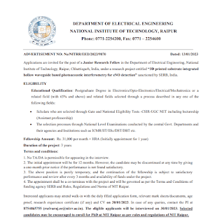 RAIPUR RECRUITMENT 2023 | रायपुर छत्तीसगढ़ उच्च शिक्षा विभाग द्वारा केन्द्रीय संस्थान में पोस्ट ग्रेजुएट वालों के लिए वेकेंसी