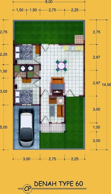 Contoh Denah Rumah Minimalis Beserta Ukurannya