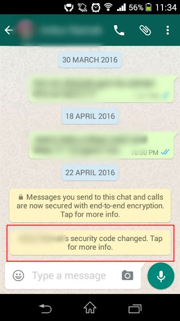 Whatsapp security code chnaged