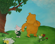 Pooh and Piglet are in the center, and on a larger canvas.