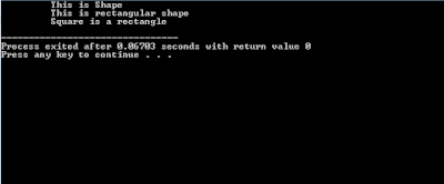 Create a class named 'Shape' with a method to print "This is This is shape". Then create two other classes named 'Rectangle', 'Circle' inheriting the Shape class, both having a method to print "This is rectangular shape" and "This is circular shape" respectively. Create a subclass 'Square' of 'Rectangle' having a method to print "Square is a rectangle". Now call the method of 'Shape' and 'Rectangle' class by the object of 'Square' class.