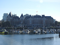 Empress Hotel seen from Victoria BC harbor.