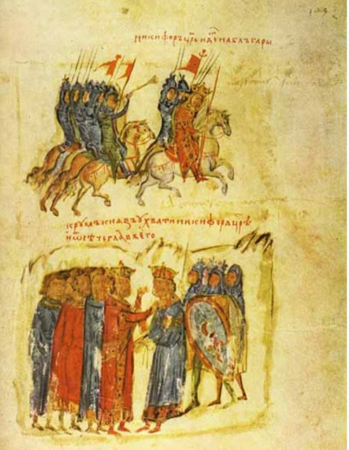 Изображение императора Никифора I, нападающего на Болгарию