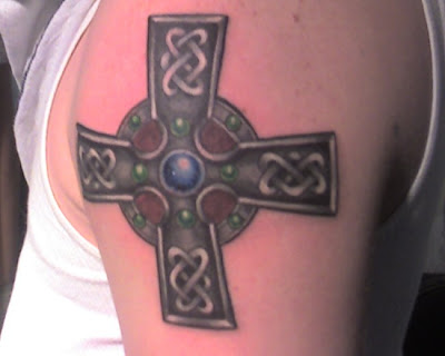 Cross Tattoo Design on Male Arm