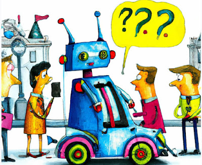 Local citizens have questions for the robotaxi / Dall-E 2