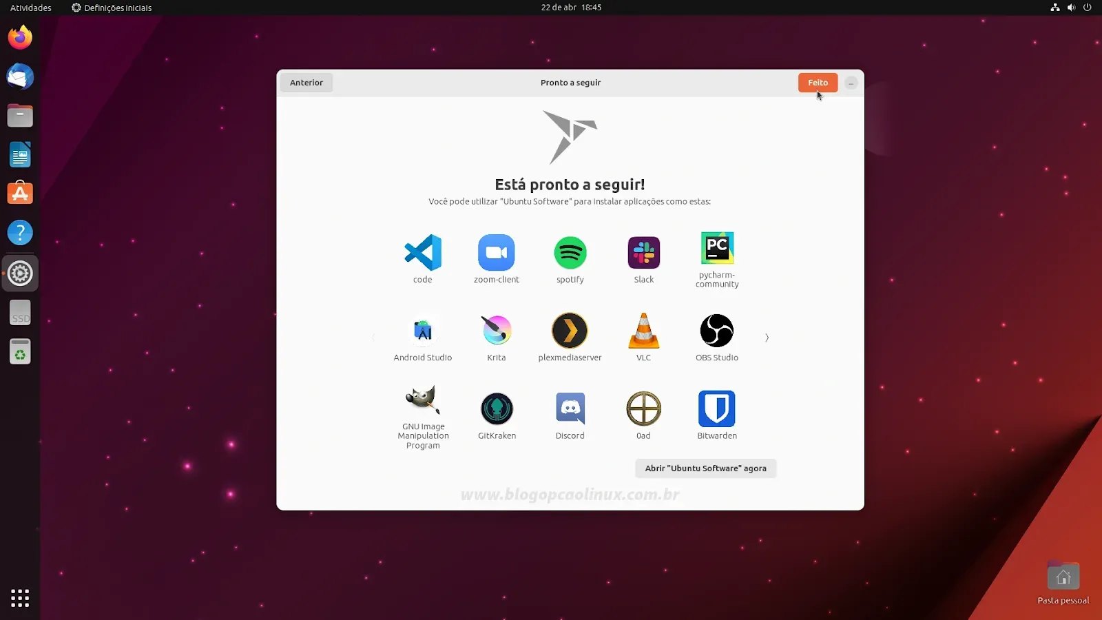 Prévia de alguns dos aplicativos disponíveis na Ubuntu Software