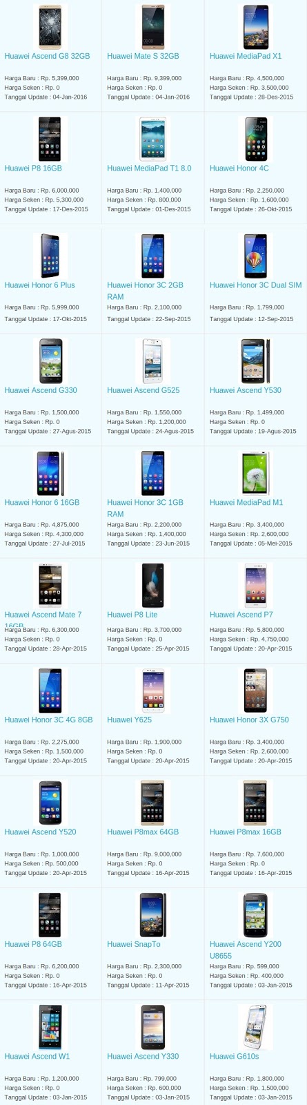 Daftar Harga Hp Huawei Februari 2016