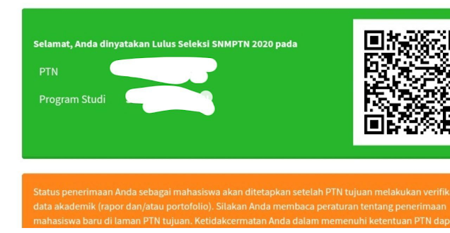 Contoh Hasil Lolos SNMPTN 2021