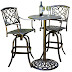 Patio Furniture Set, Cast Aluminum Brown Outdoor Bistro Bar Set