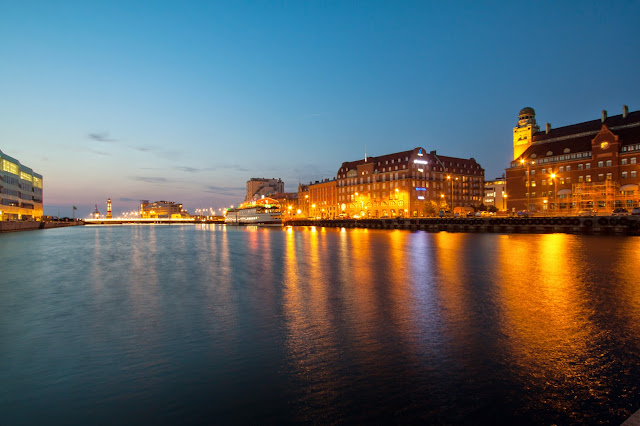 Malmo-Zona del porto di notte