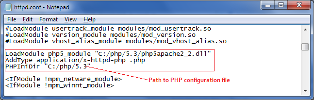 Set PHPIniDir in Apache2.2